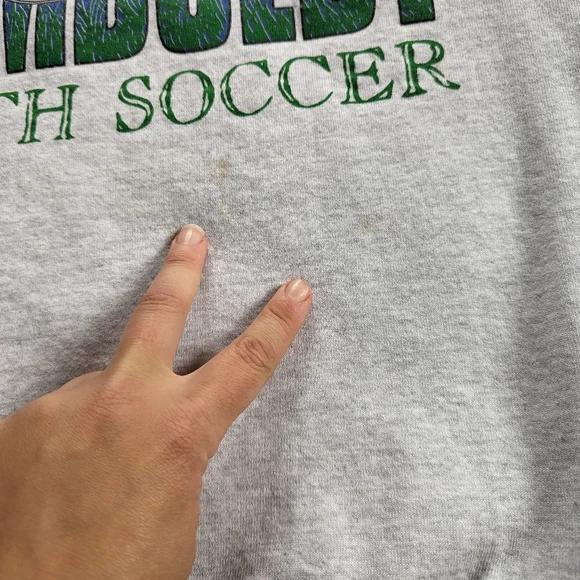 VTG Humboldt Soccer Graphic Russell Mens LARGE Gray Pullover Sweatshirt Crewneck - Picture 10 of 10